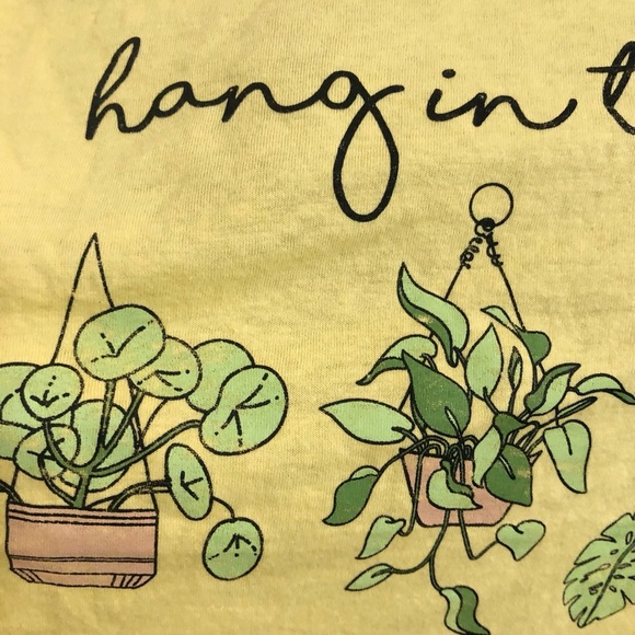 Yellow green plant and herbs hang in there graphic print t-shirt size small new - Picture 7 of 7